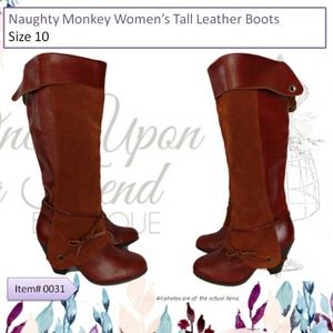 Naughty Monkey Womens Tall Leather Boots Size 10